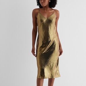 Bronze and Black Metallic Midi Dress XS 🪩